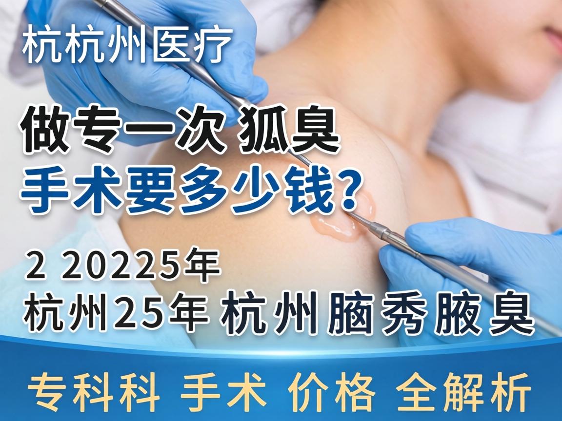 杭州做一次狐臭手术要多少钱？2025年杭州腋秀腋臭专科手术价格全解析