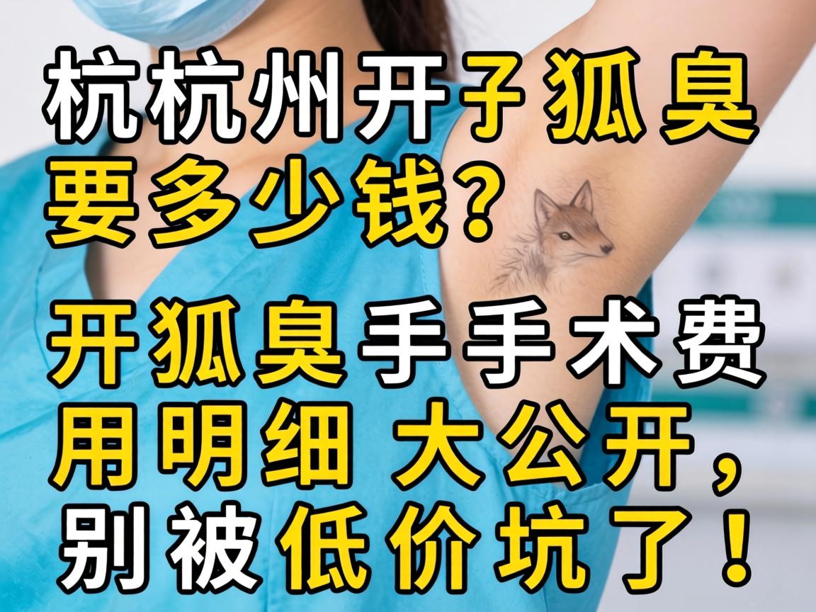 杭州开狐臭要多少钱？开狐臭手术费用明细大公开，别被低价坑了！