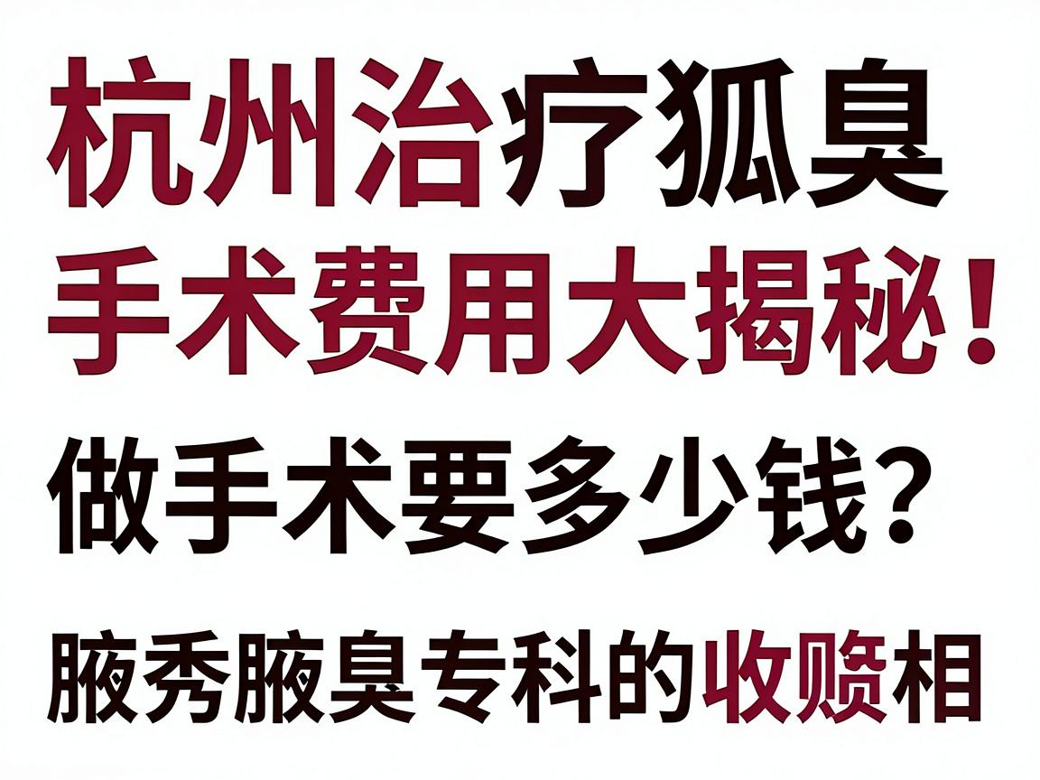 杭州治疗狐臭手术费用大揭秘，做手术要多少钱？一文讲透杭州腋秀腋臭专科的收费真相