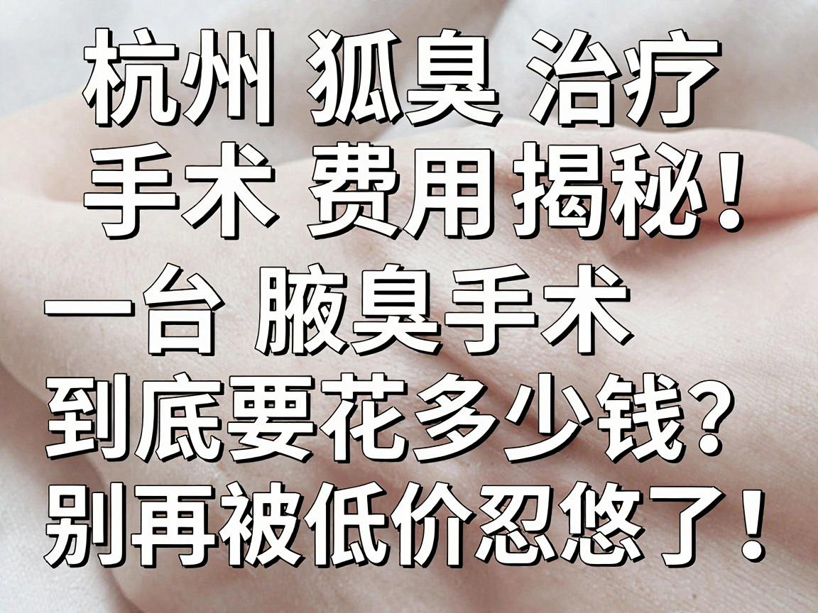 杭州狐臭治疗手术费用揭秘，一台腋臭手术到底要花多少钱？别再被低价忽悠了！